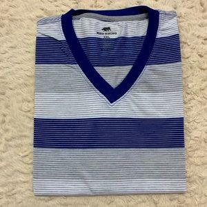 🛍️ RED RHINO Blue Gray Striped V-Neck Men’s T-Shirt - Size XXL